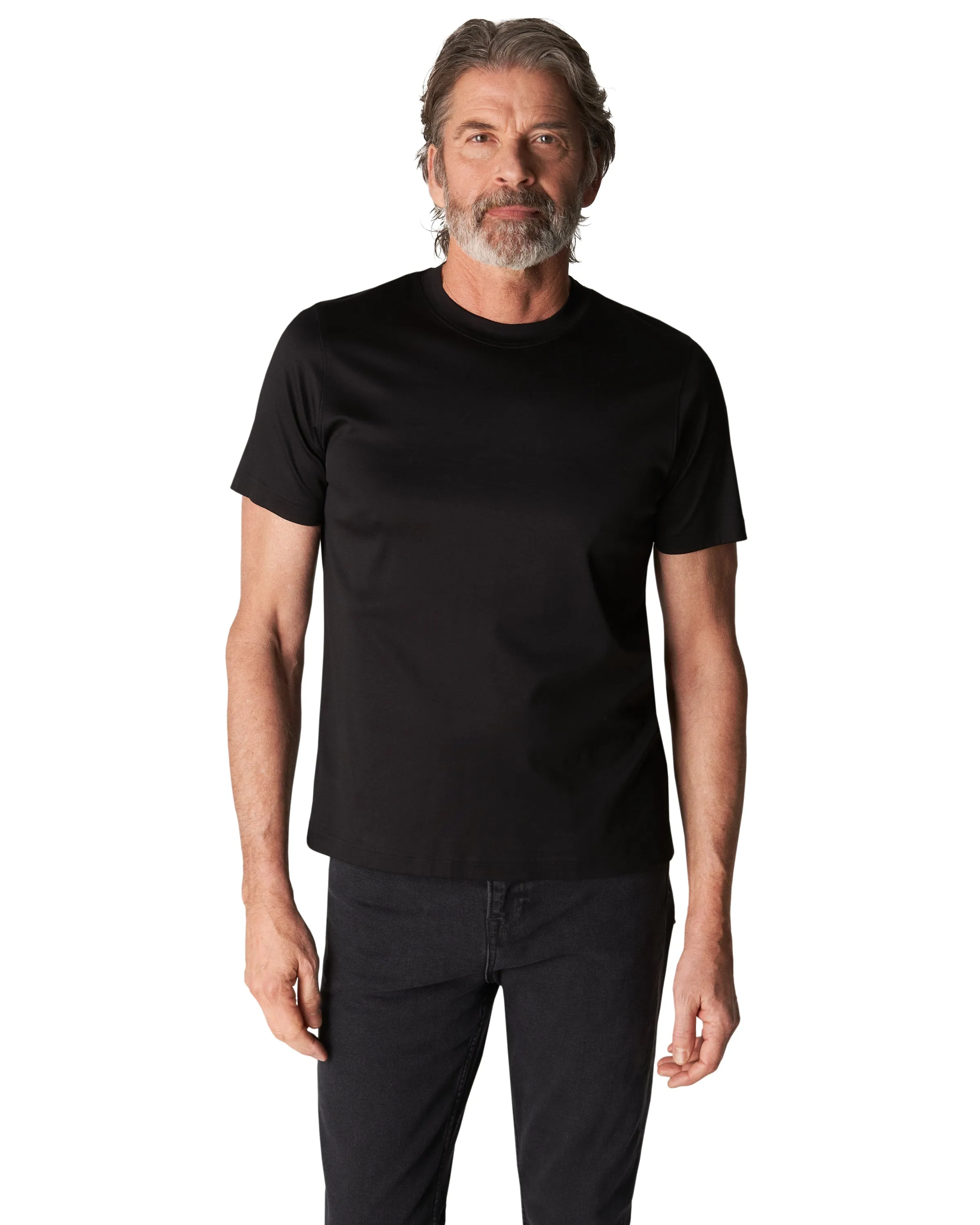 T-shirt à col rond Filo di Scozia Noir