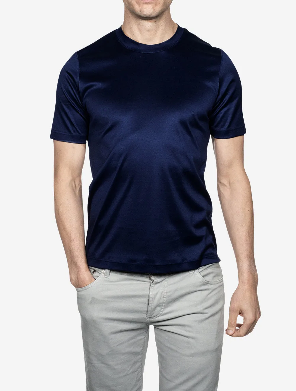T-shirt à col rond Filo di Scozia Marine