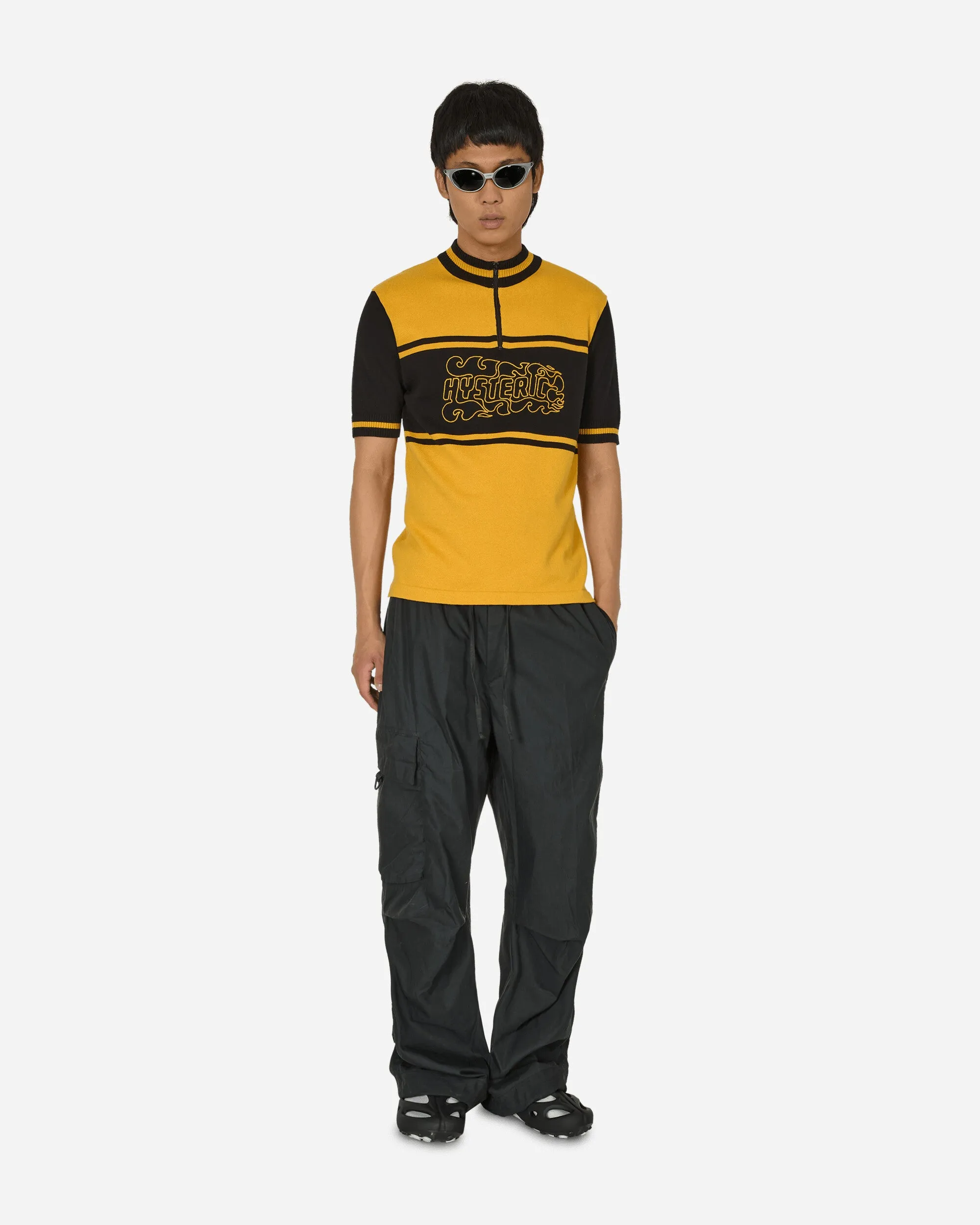 Maillot de cyclisme brodé logo flamme Jaune / Noir