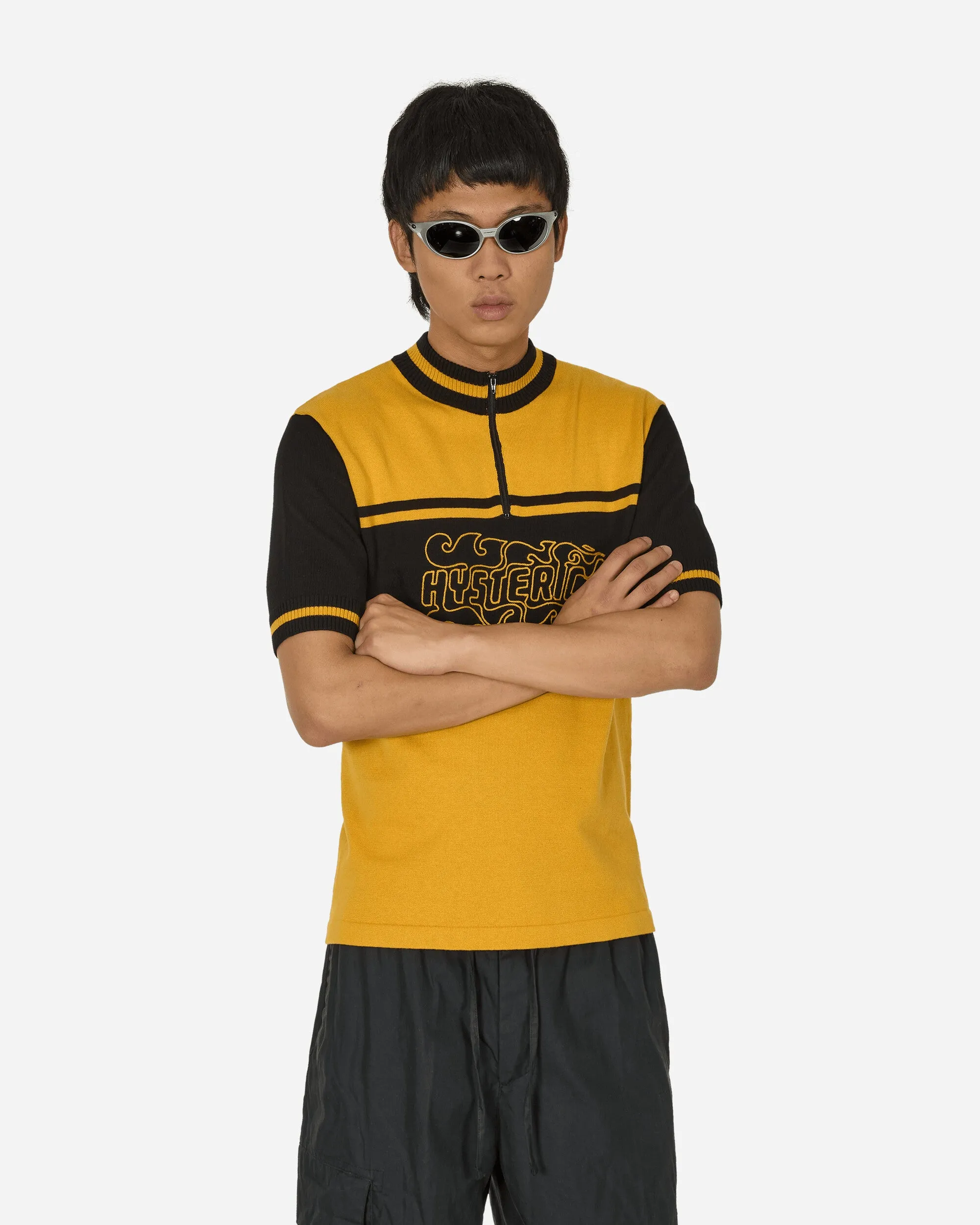 Maillot de cyclisme brodé logo flamme Jaune / Noir
