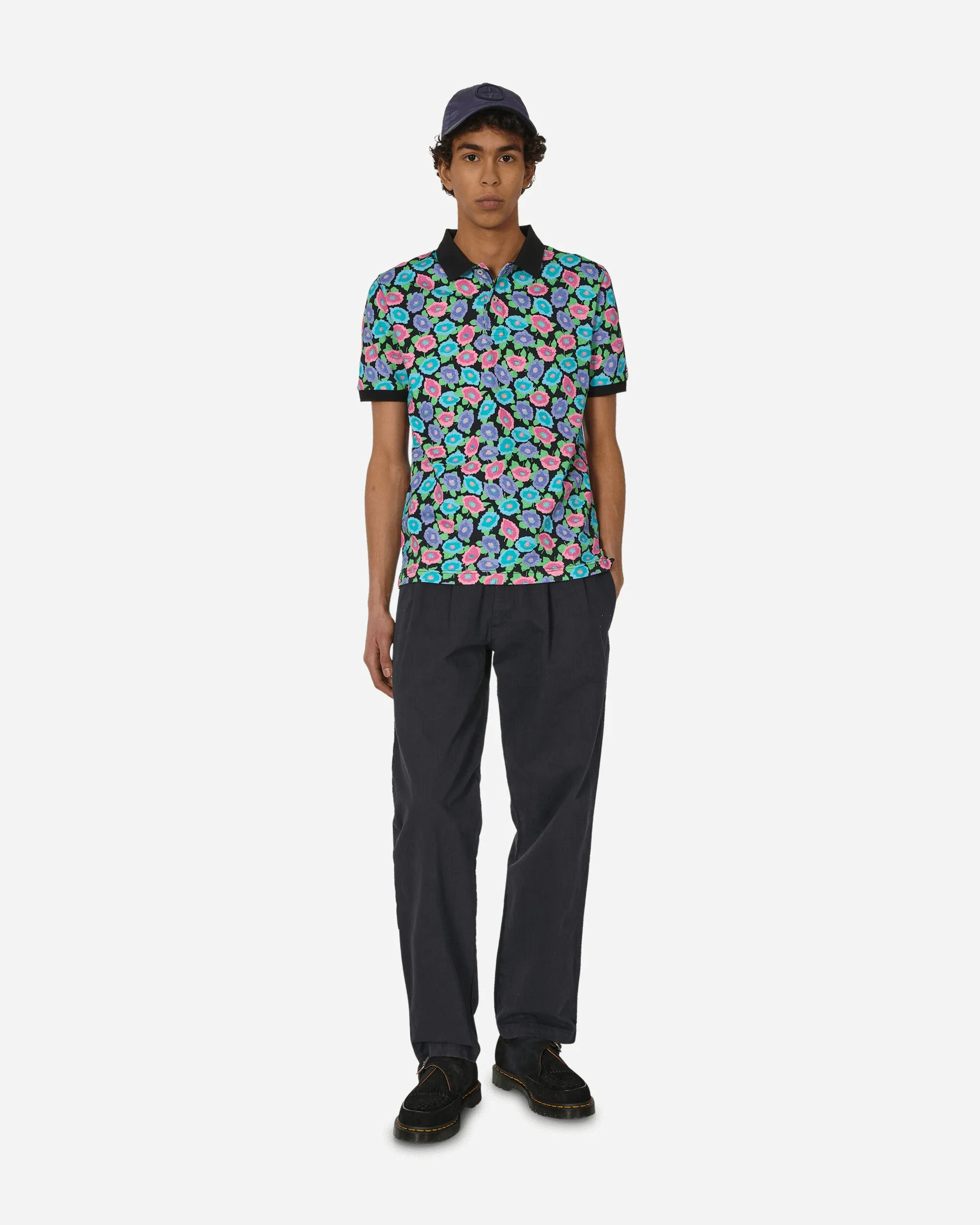 Polo à motifs floraux Noir