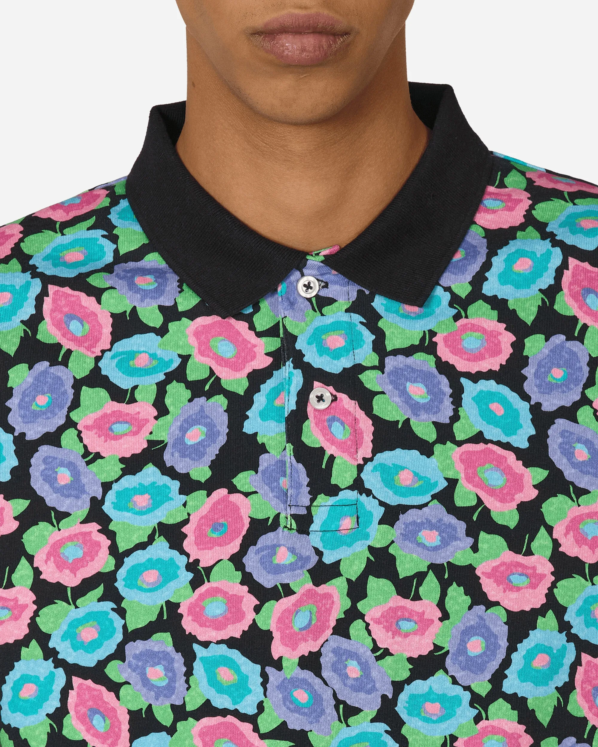 Polo à motifs floraux Noir