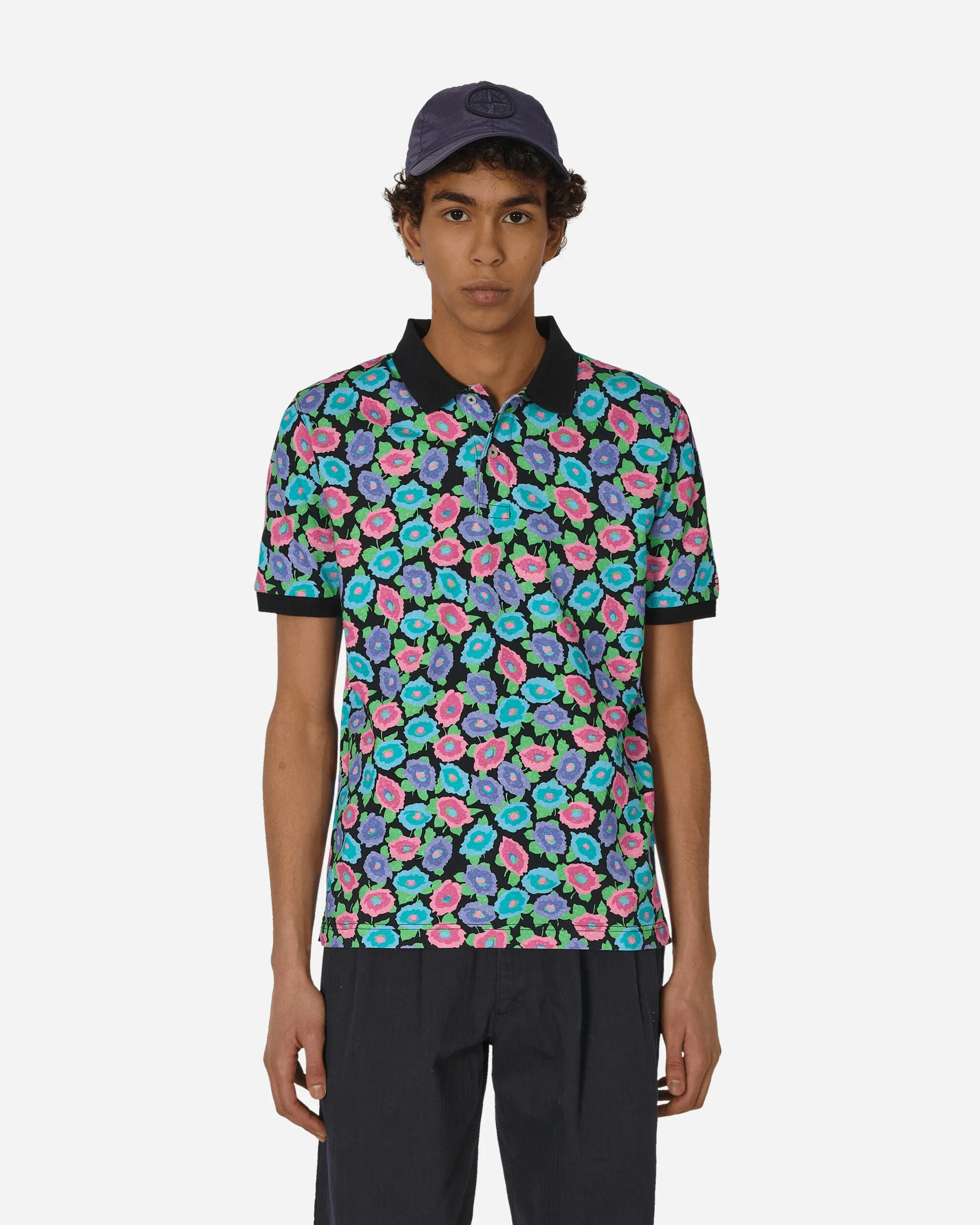Polo à motifs floraux Noir