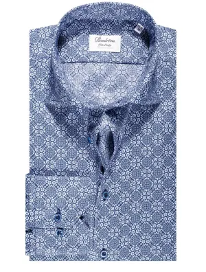 Chemise décontractée à motif géométrique bleue