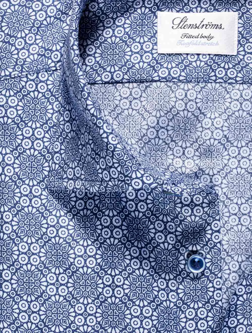 Chemise décontractée à motif géométrique bleue