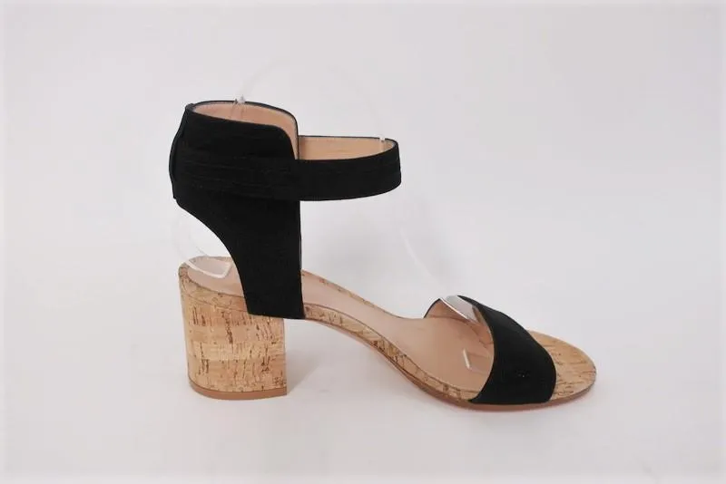 Gianvito Rossi Sandales en Liège Rikki Noir Suédé Taille 38 Bride à la Cheville Talon Moyen