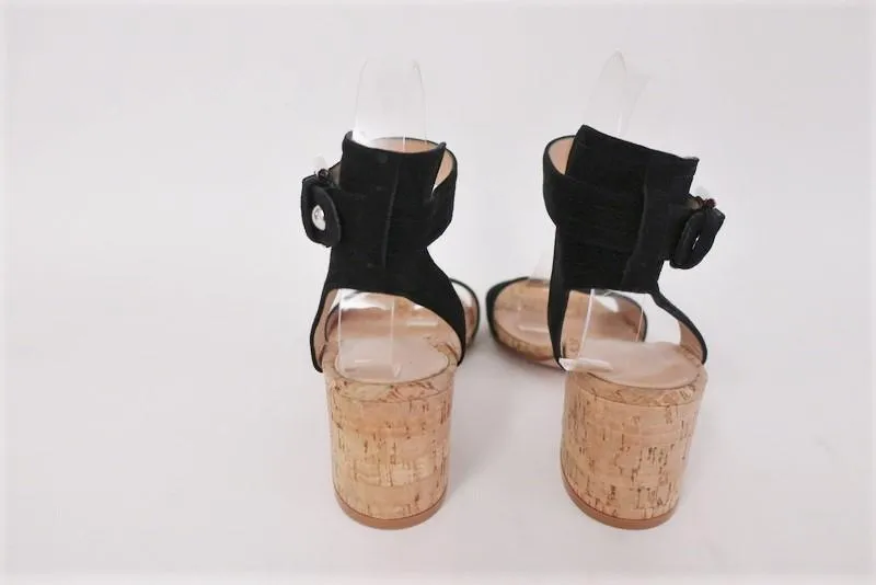 Gianvito Rossi Sandales en Liège Rikki Noir Suédé Taille 38 Bride à la Cheville Talon Moyen
