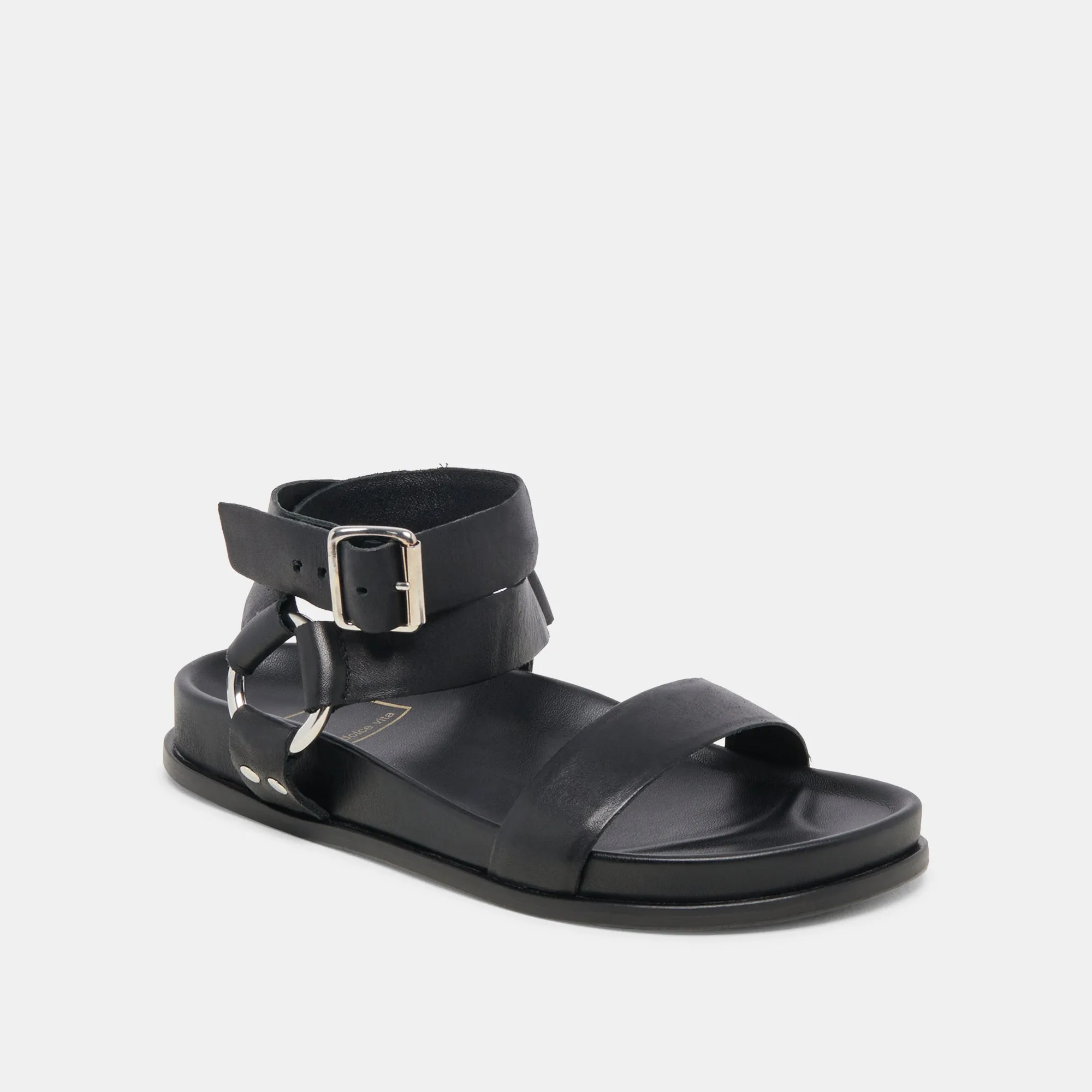 SANDALES GILDA EN CUIR NOIR
