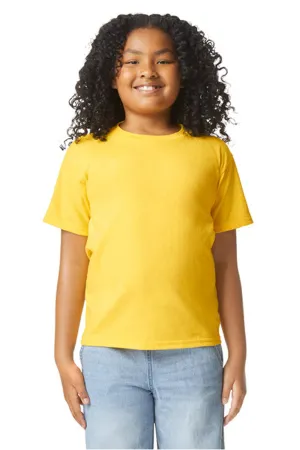 T-shirt à manches courtes et col rond Gildan Youth Softstyle CVC - Jaune brume pâle