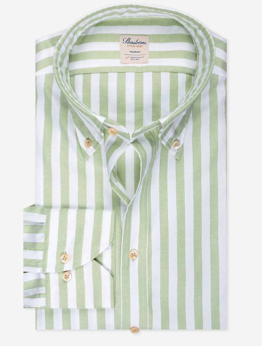 Chemise ajustée à rayures vertes