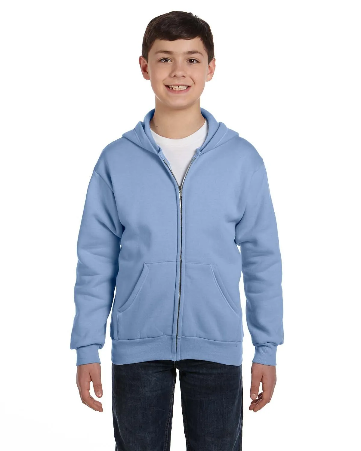 Hanes P480 Sweat à capuche éco-responsable 50/50 pour jeunes avec fermeture éclair complète