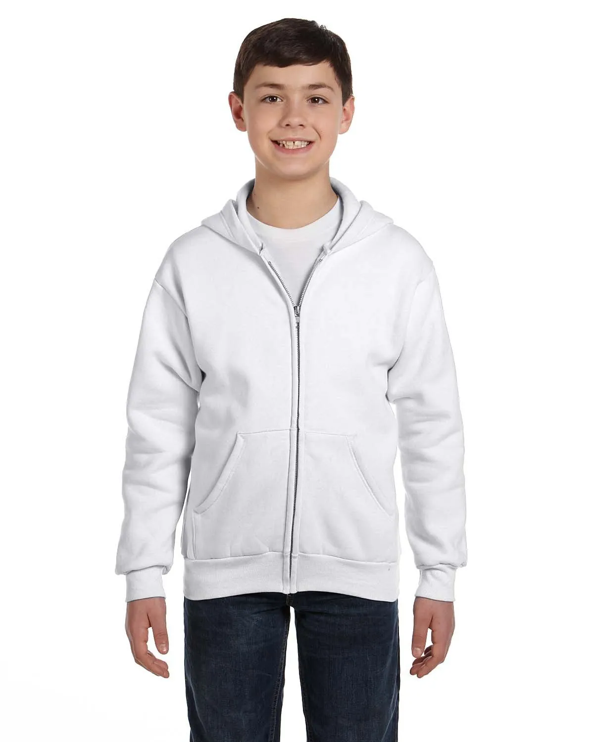 Hanes P480 Sweat à capuche éco-responsable 50/50 pour jeunes avec fermeture éclair complète