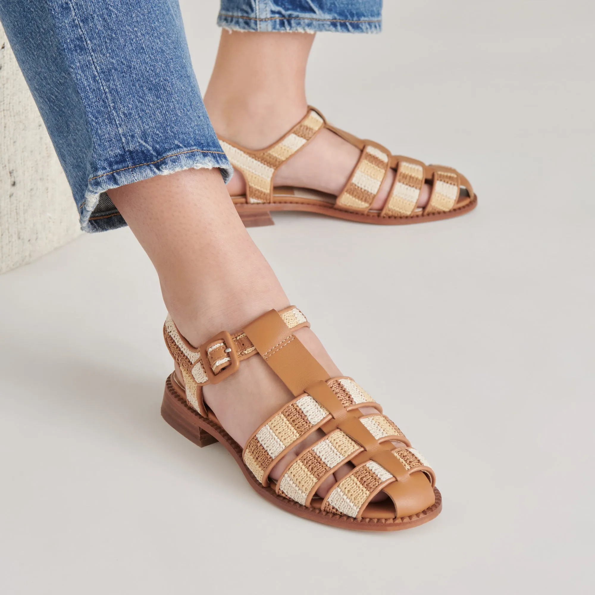 SANDALES HOLIS TAN MULTI RAFFIA