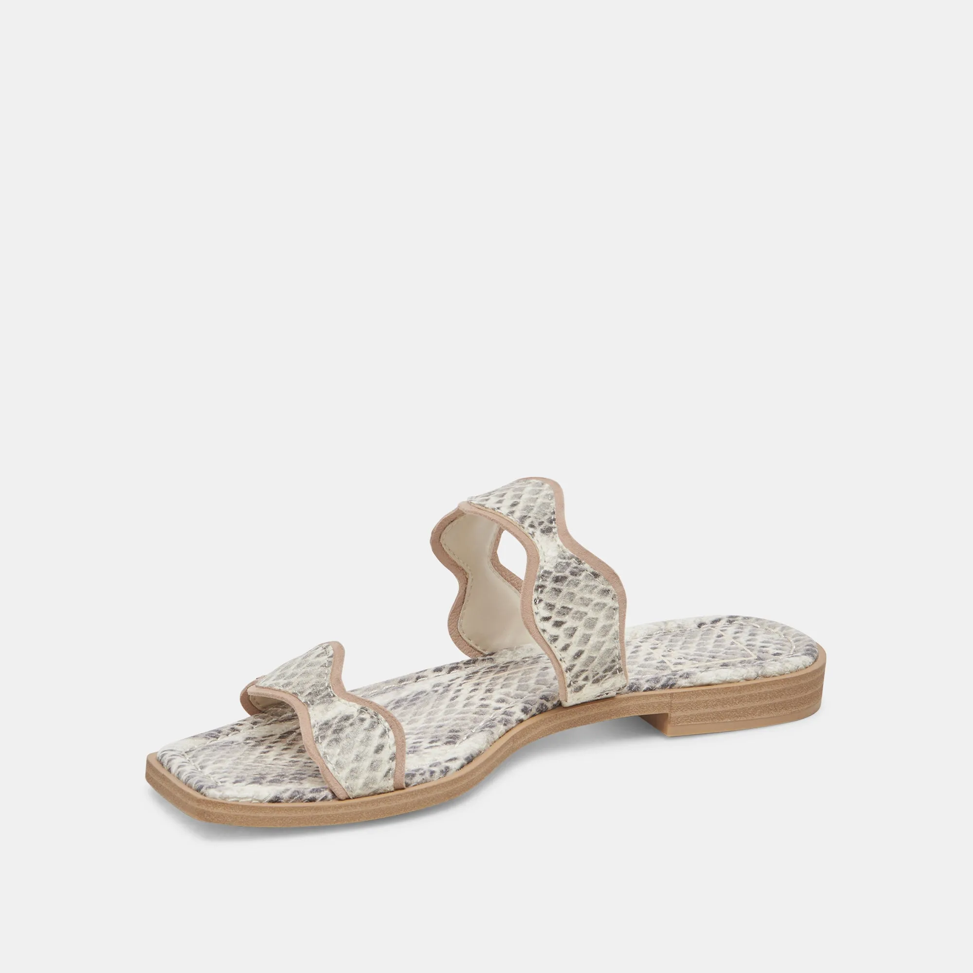 SANDALES ILVA GRIS BLANC CUIR EMBOSSE