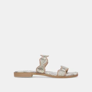 SANDALES ILVA GRIS BLANC CUIR EMBOSSE