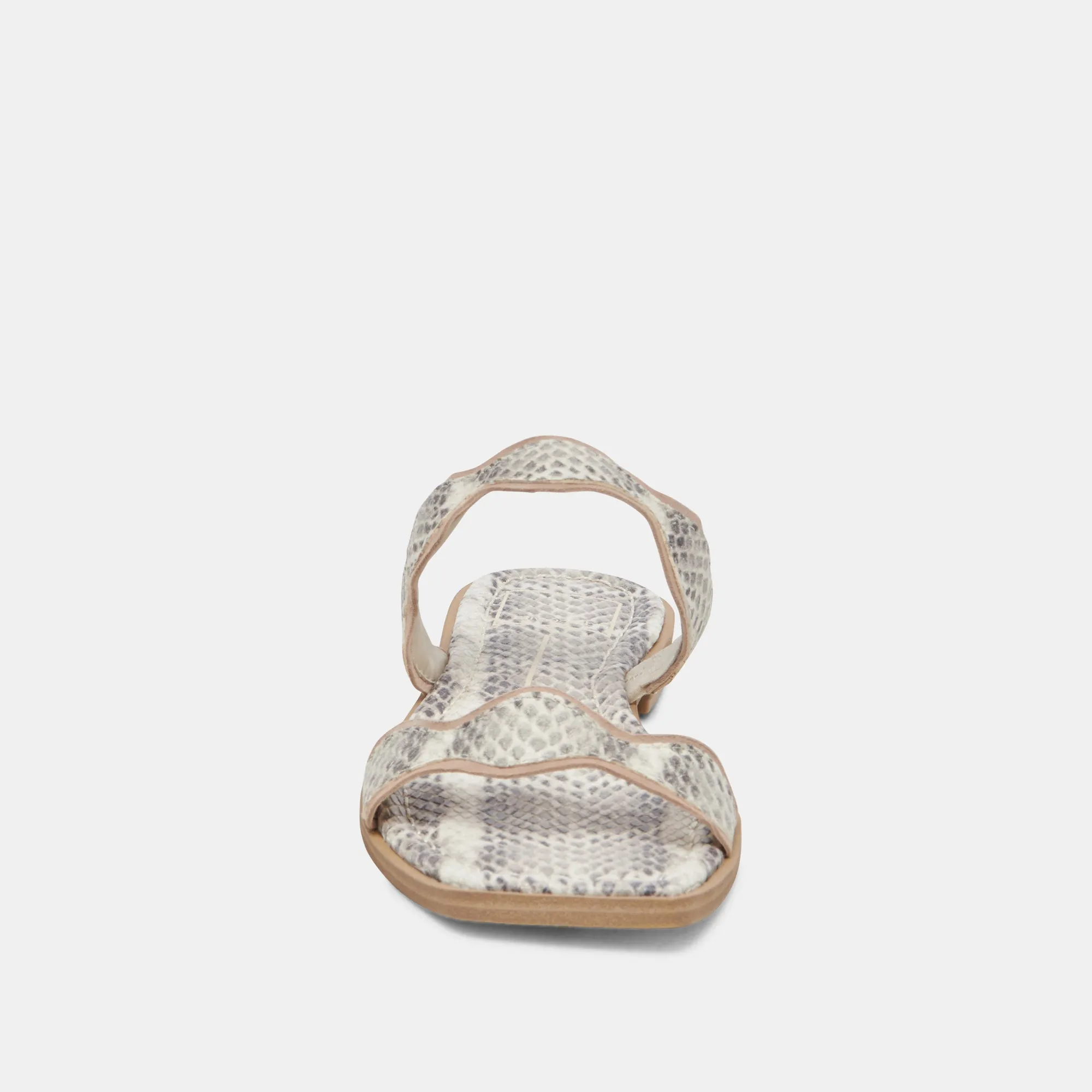 SANDALES ILVA GRIS BLANC CUIR EMBOSSE