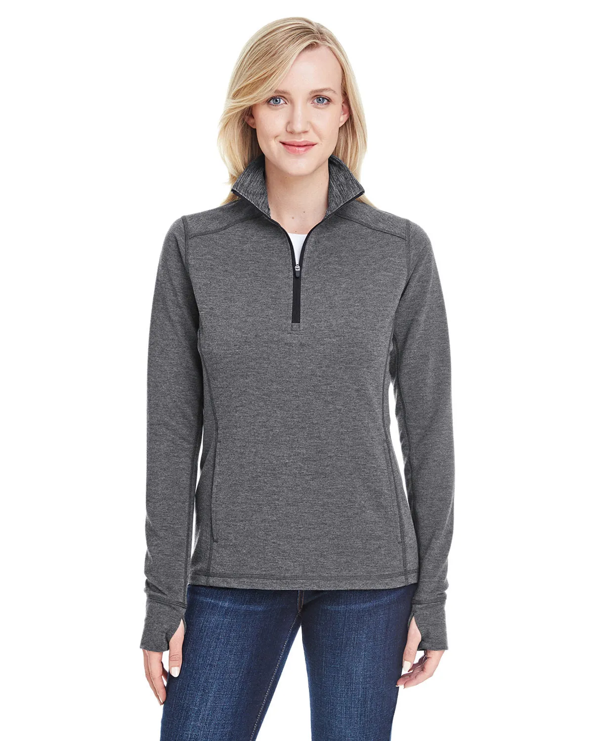 J America JA8433 Pull pour femmes Omega à stretch avec zip quart