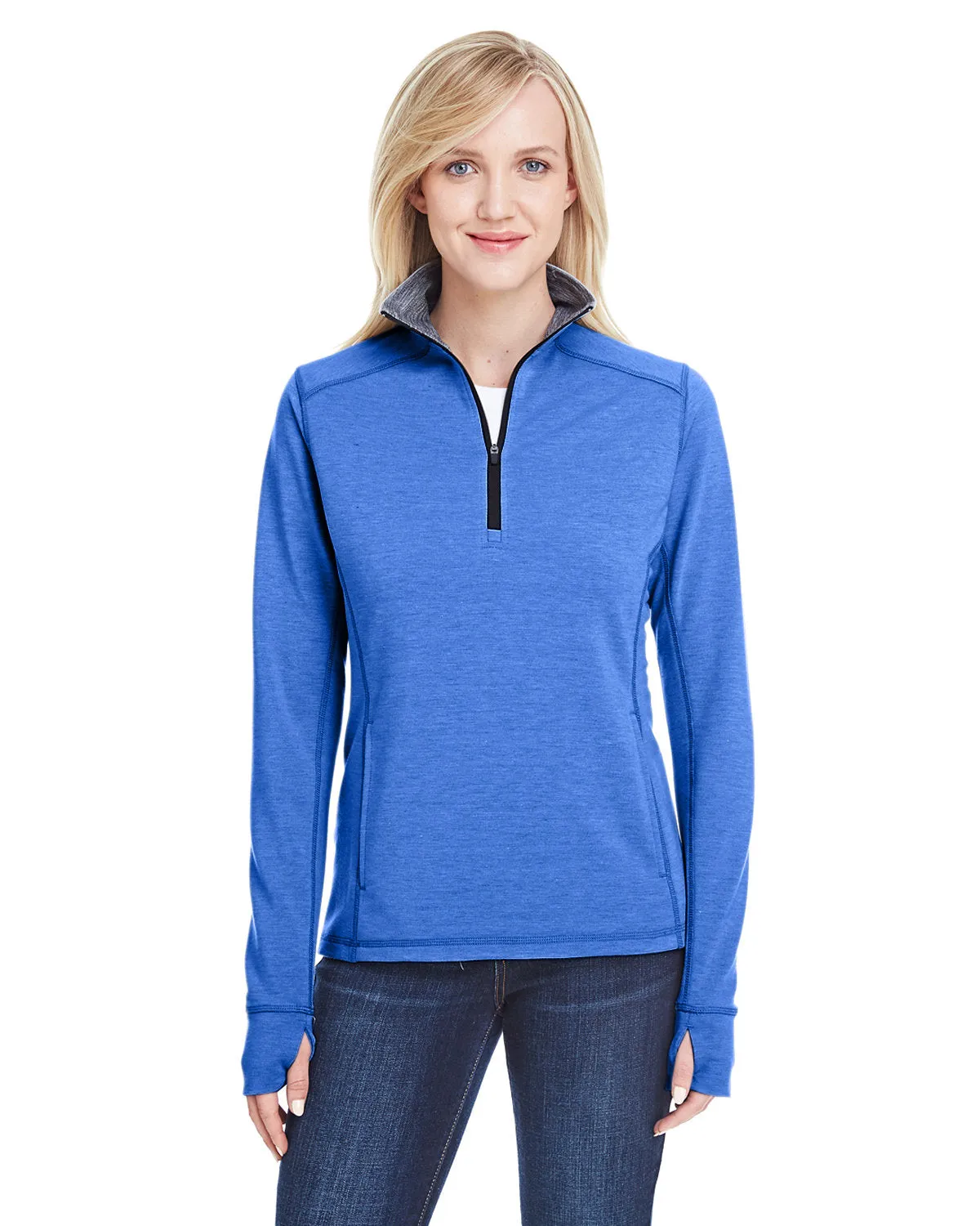 J America JA8433 Pull pour femmes Omega à stretch avec zip quart