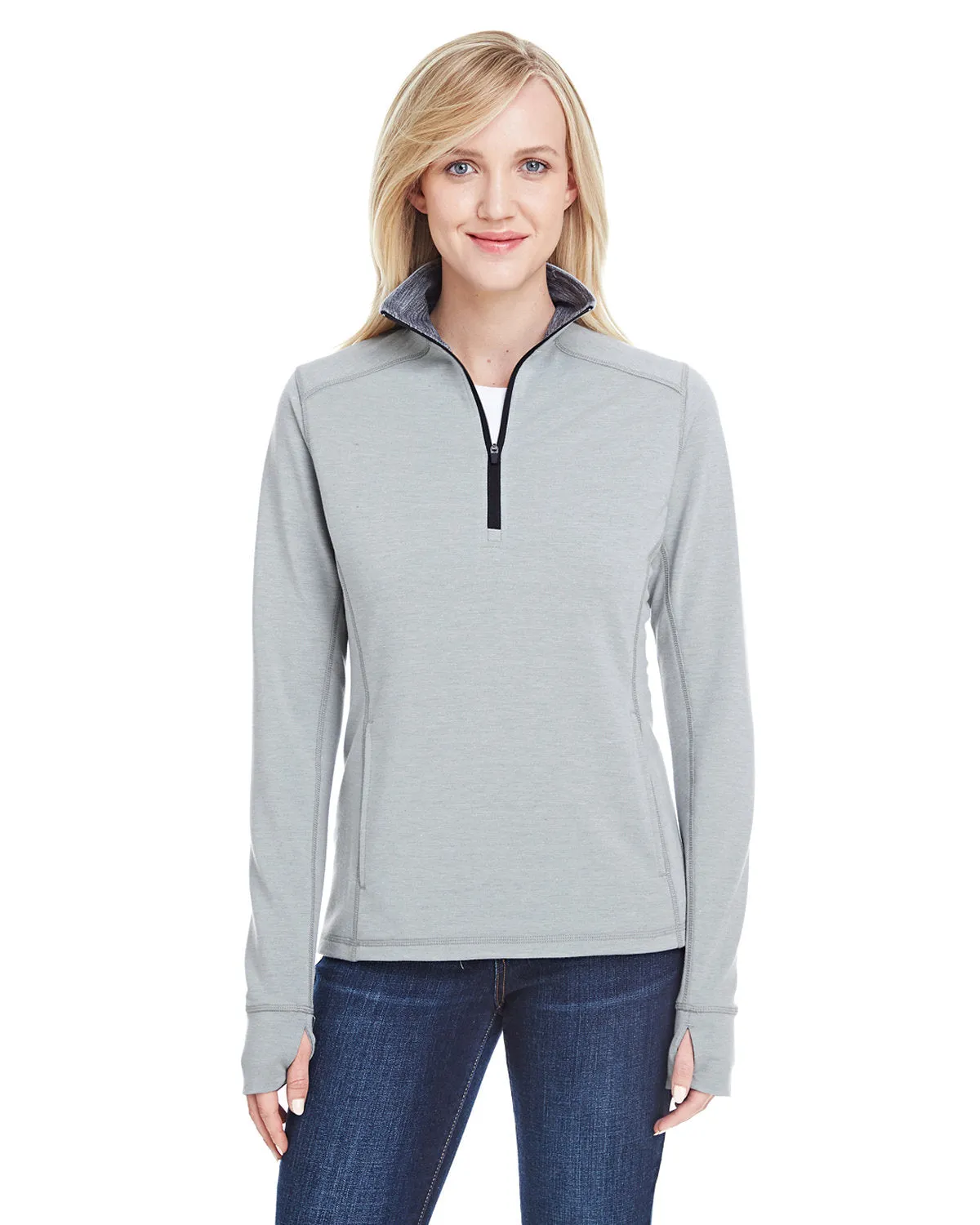 J America JA8433 Pull pour femmes Omega à stretch avec zip quart