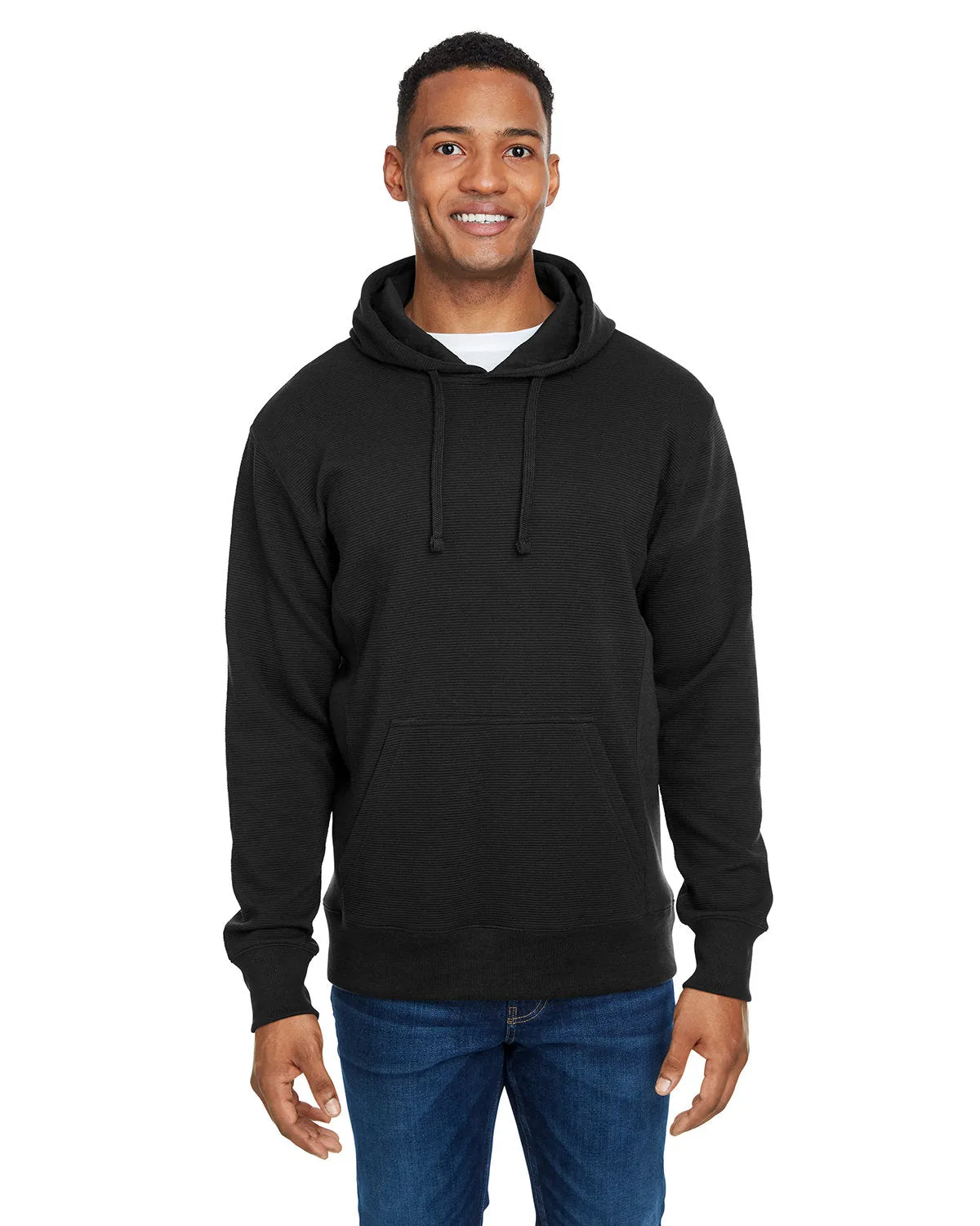 J America JA8706 Pull à capuche en polaire à effet ripple
