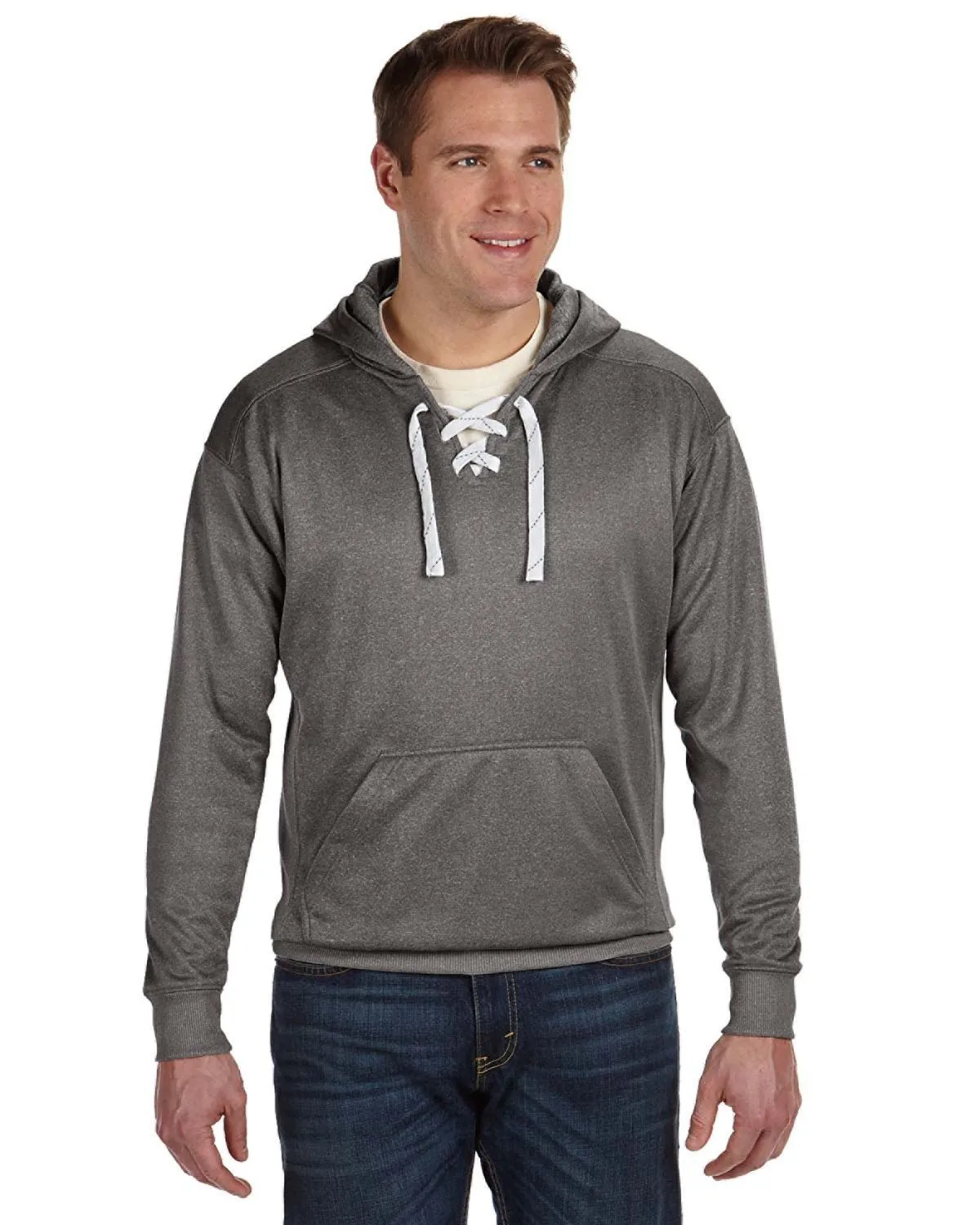 J America JA8833 Sweat à capuche sport pour adulte avec lacets en poly