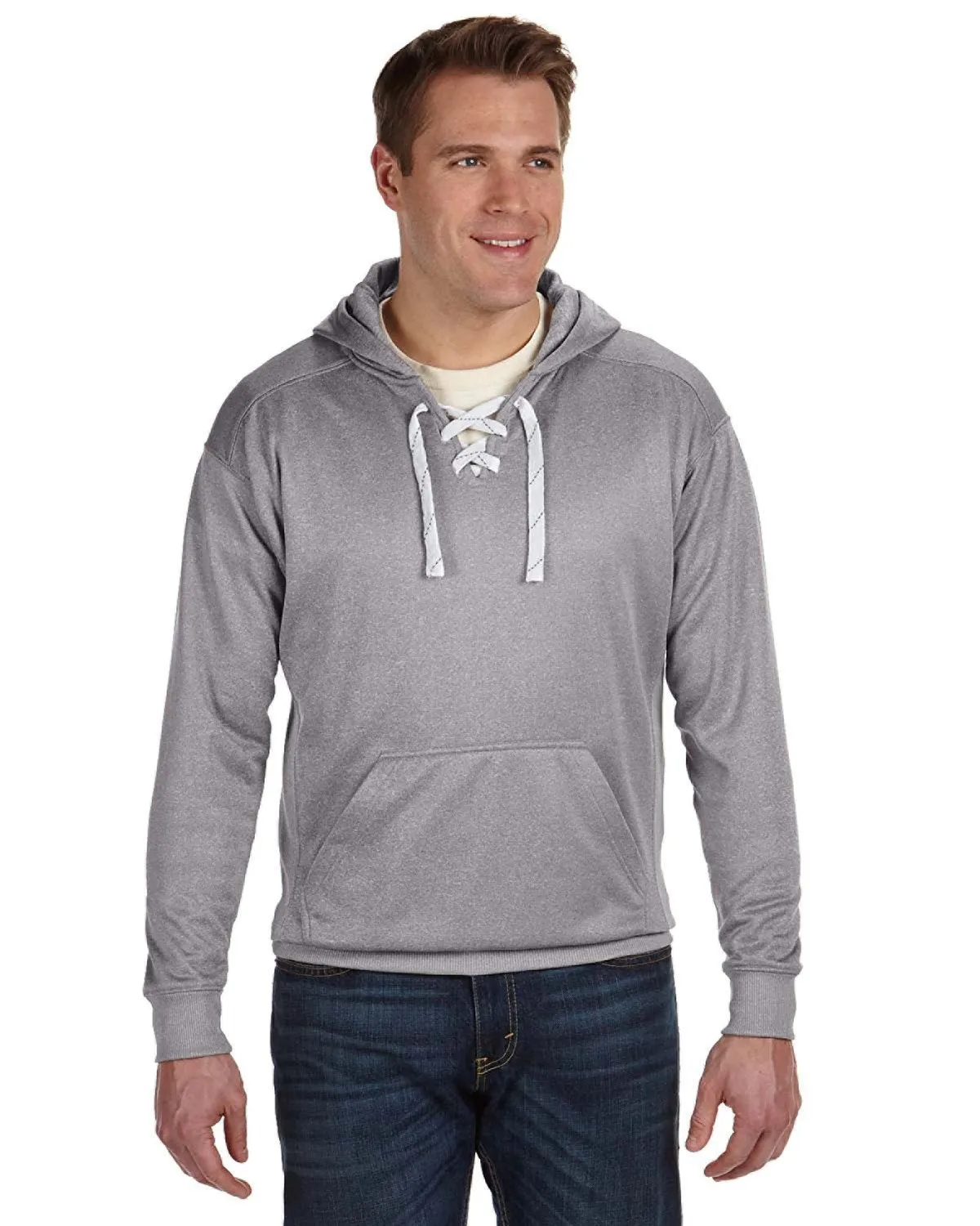 J America JA8833 Sweat à capuche sport pour adulte avec lacets en poly