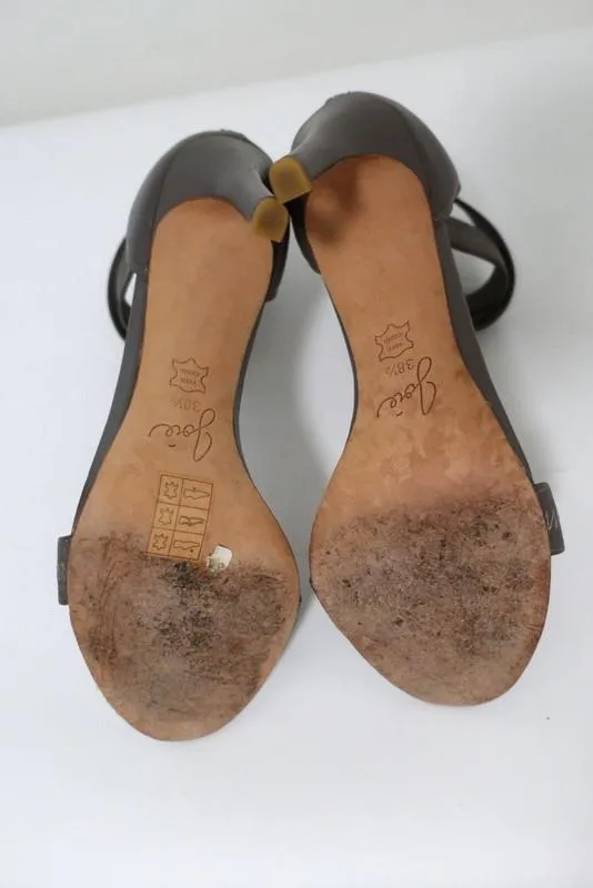 Sandales Joie Elaine Gray en élastique et cuir à brides croisées taille 38.5 à bout ouvert et talon
