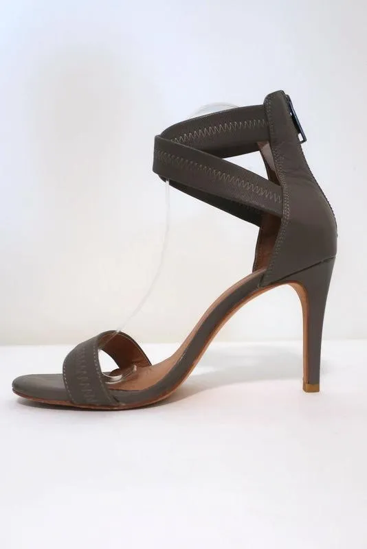 Sandales Joie Elaine Gray en élastique et cuir à brides croisées taille 38.5 à bout ouvert et talon