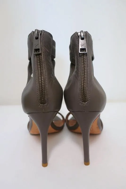 Sandales Joie Elaine Gray en élastique et cuir à brides croisées taille 38.5 à bout ouvert et talon