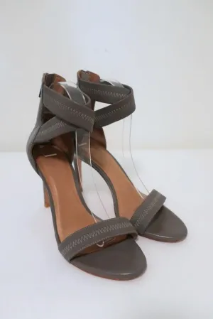 Sandales Joie Elaine Gray en élastique et cuir à brides croisées taille 38.5 à bout ouvert et talon
