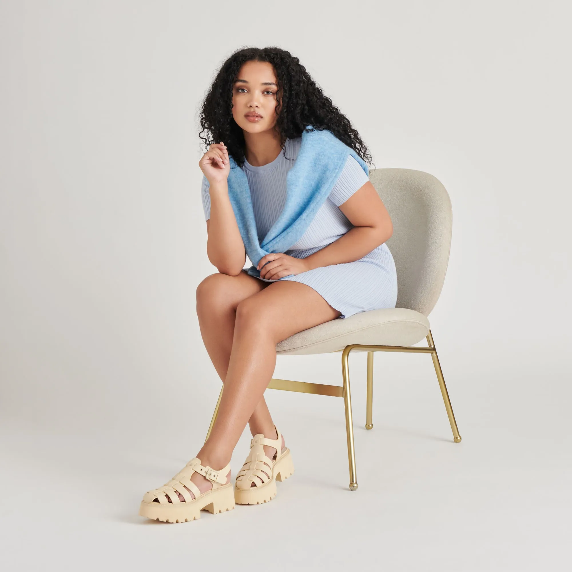 SANDALES TONALES LASLY EN CUIR JAUNE CLAIR