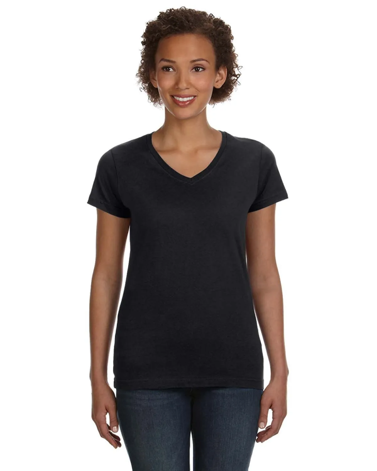 LAT 3507 T-shirt pour femmes en maille fine à col en V