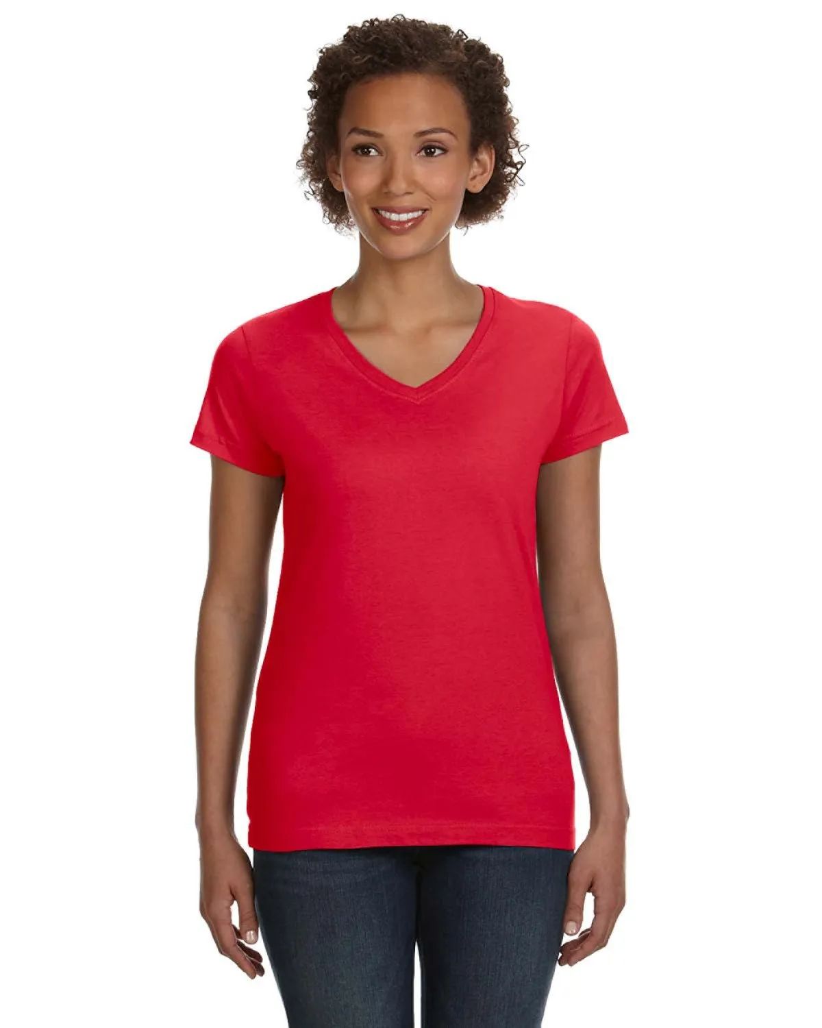 LAT 3507 T-shirt pour femmes en maille fine à col en V
