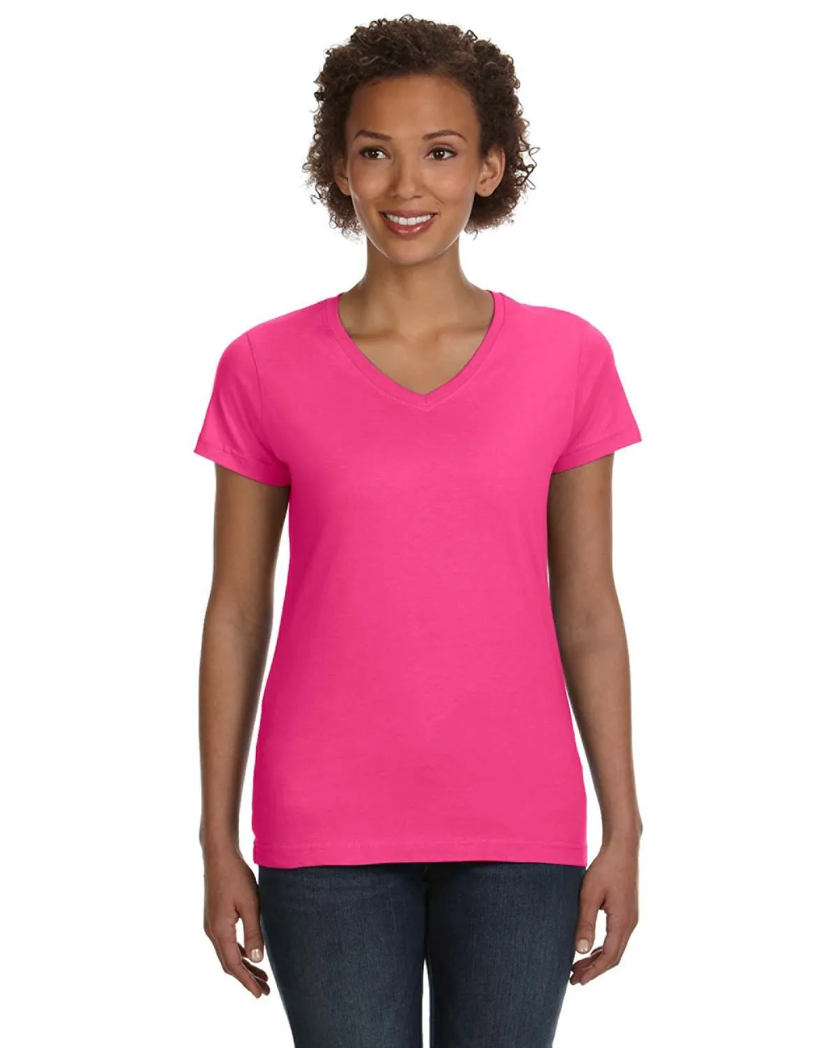 LAT 3507 T-shirt pour femmes en maille fine à col en V