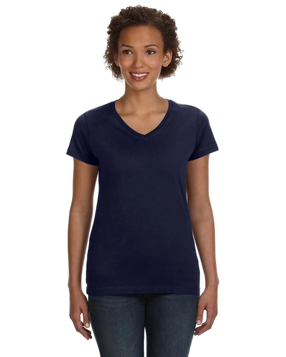 LAT 3507 T-shirt pour femmes en maille fine à col en V