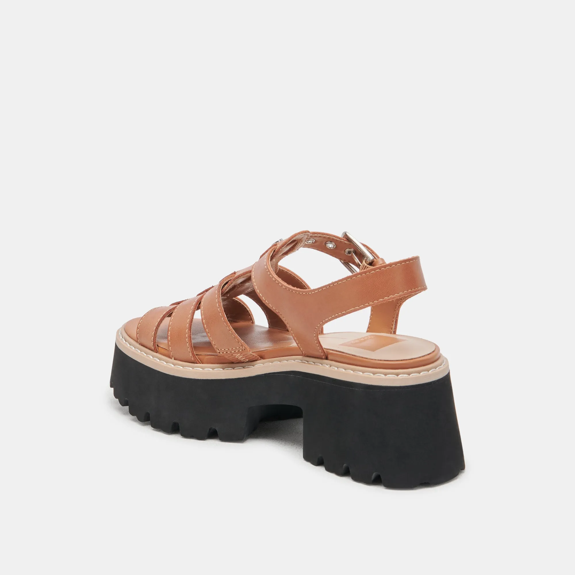 SANDALES À LACETS EN CUIR MARRON