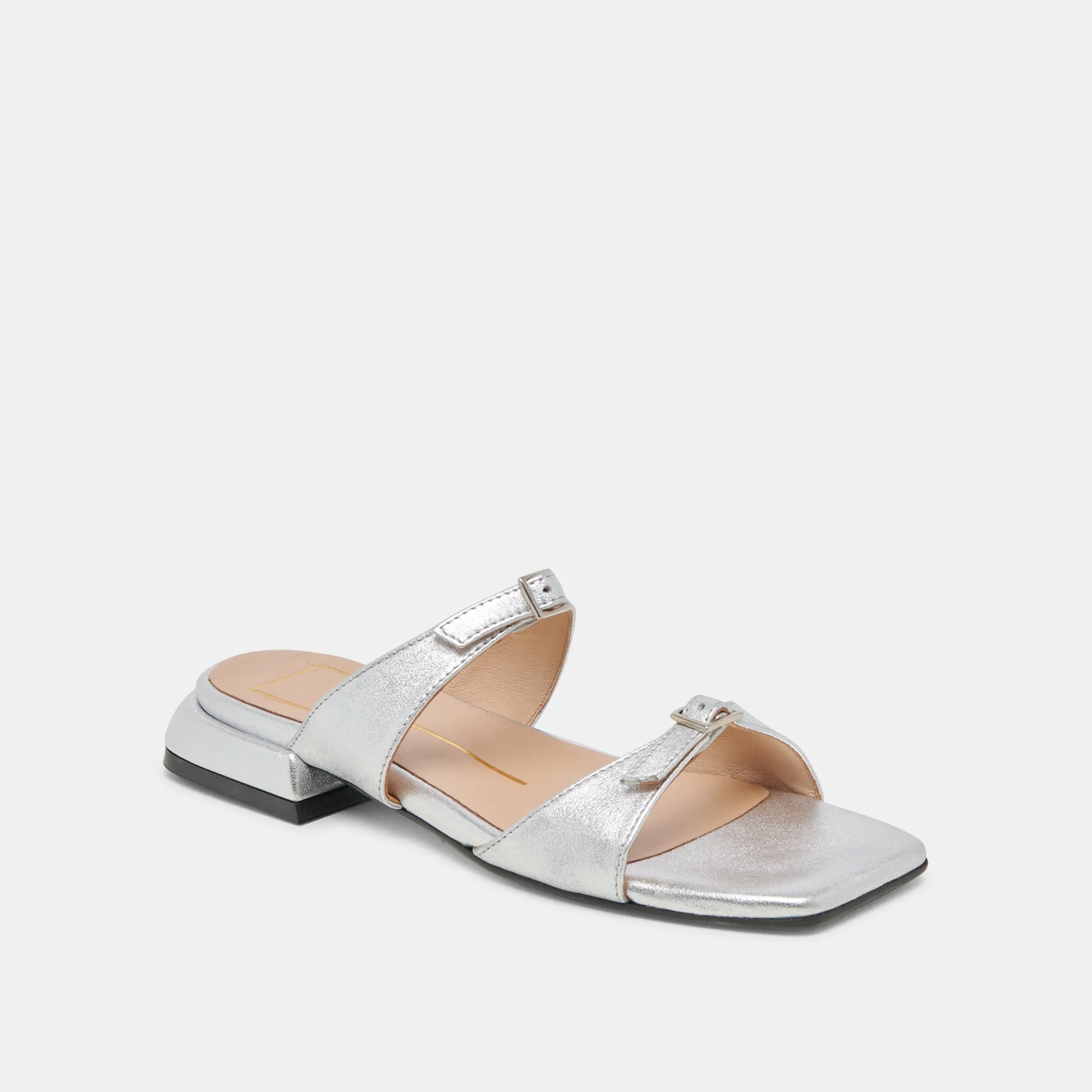 SANDALES LAVERN EN CUIR MÉTALLISÉ ARGENT