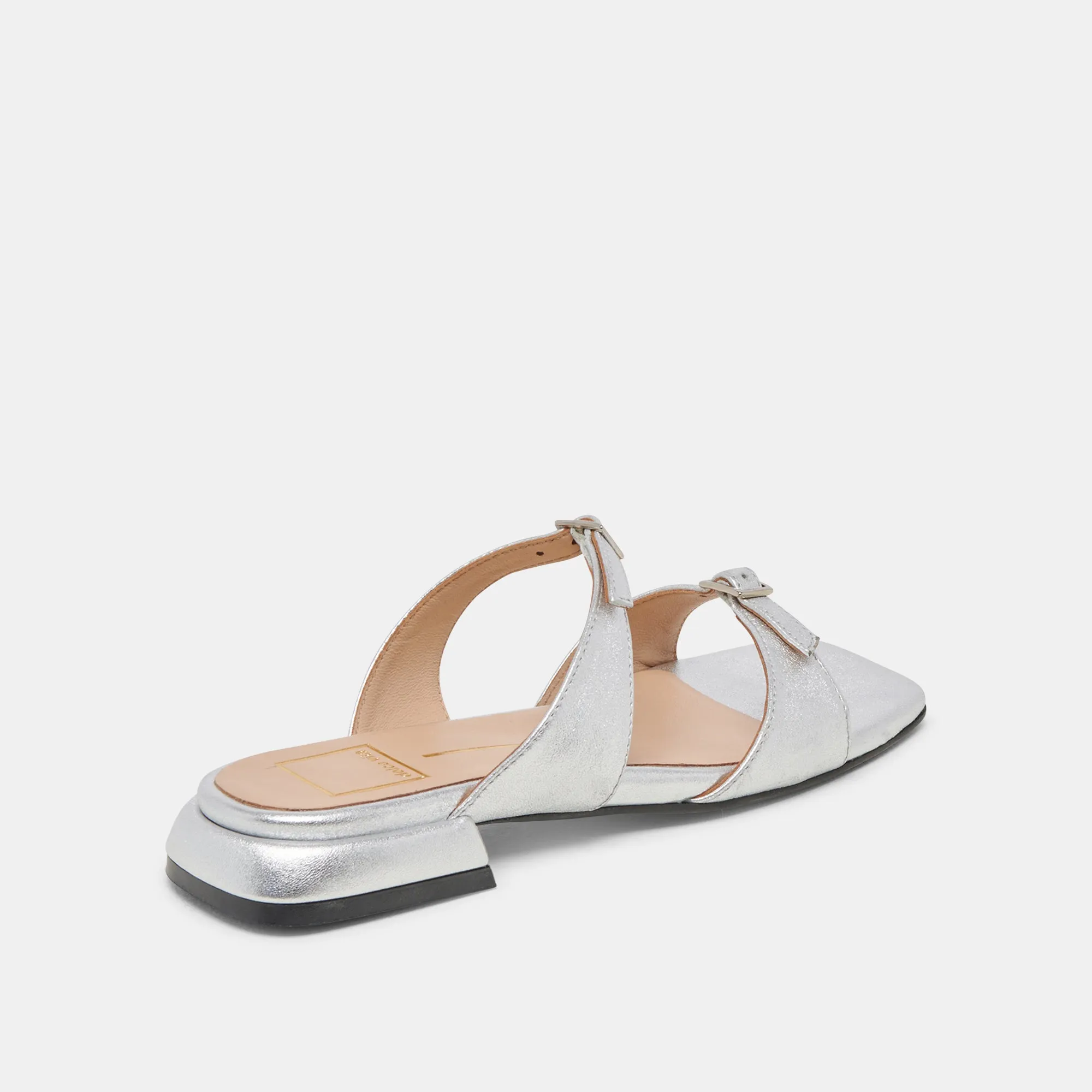 SANDALES LAVERN EN CUIR MÉTALLISÉ ARGENT