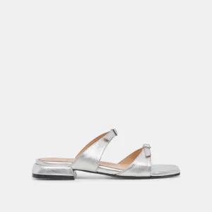 SANDALES LAVERN EN CUIR MÉTALLISÉ ARGENT