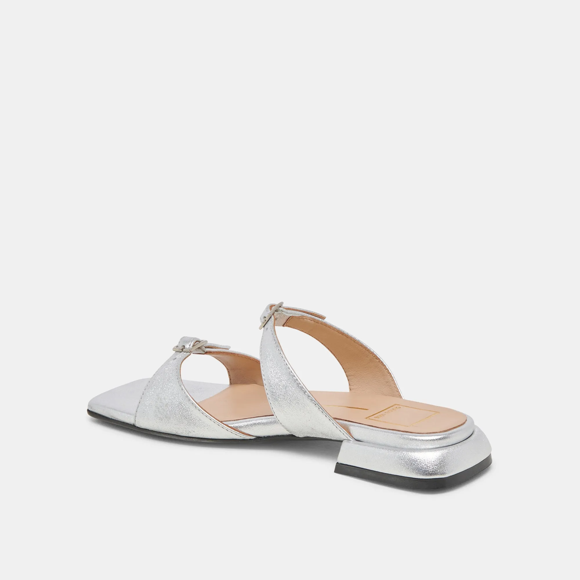 SANDALES LAVERN EN CUIR MÉTALLISÉ ARGENT