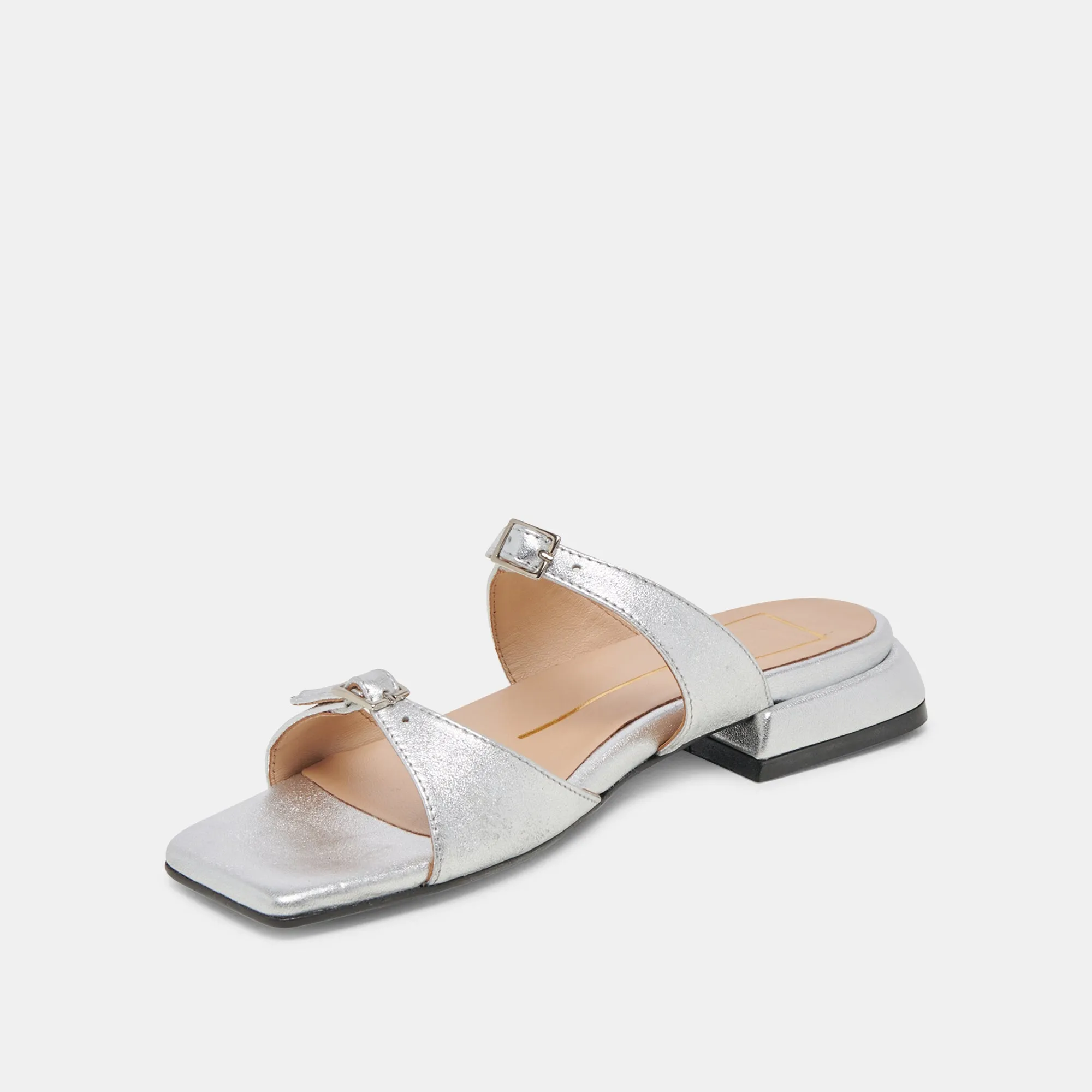SANDALES LAVERN EN CUIR MÉTALLISÉ ARGENT