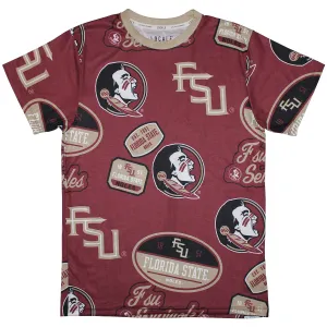 T-shirt à manches courtes avec logo Seminole et design empilé FSU pour hommes - Grenat