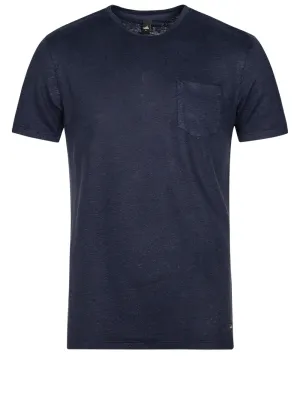 T-shirt de poche en lin bleu marine
