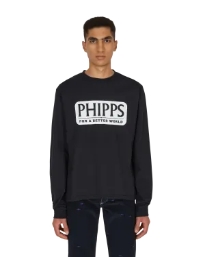 T-shirt manches longues graphique avec logo bleu