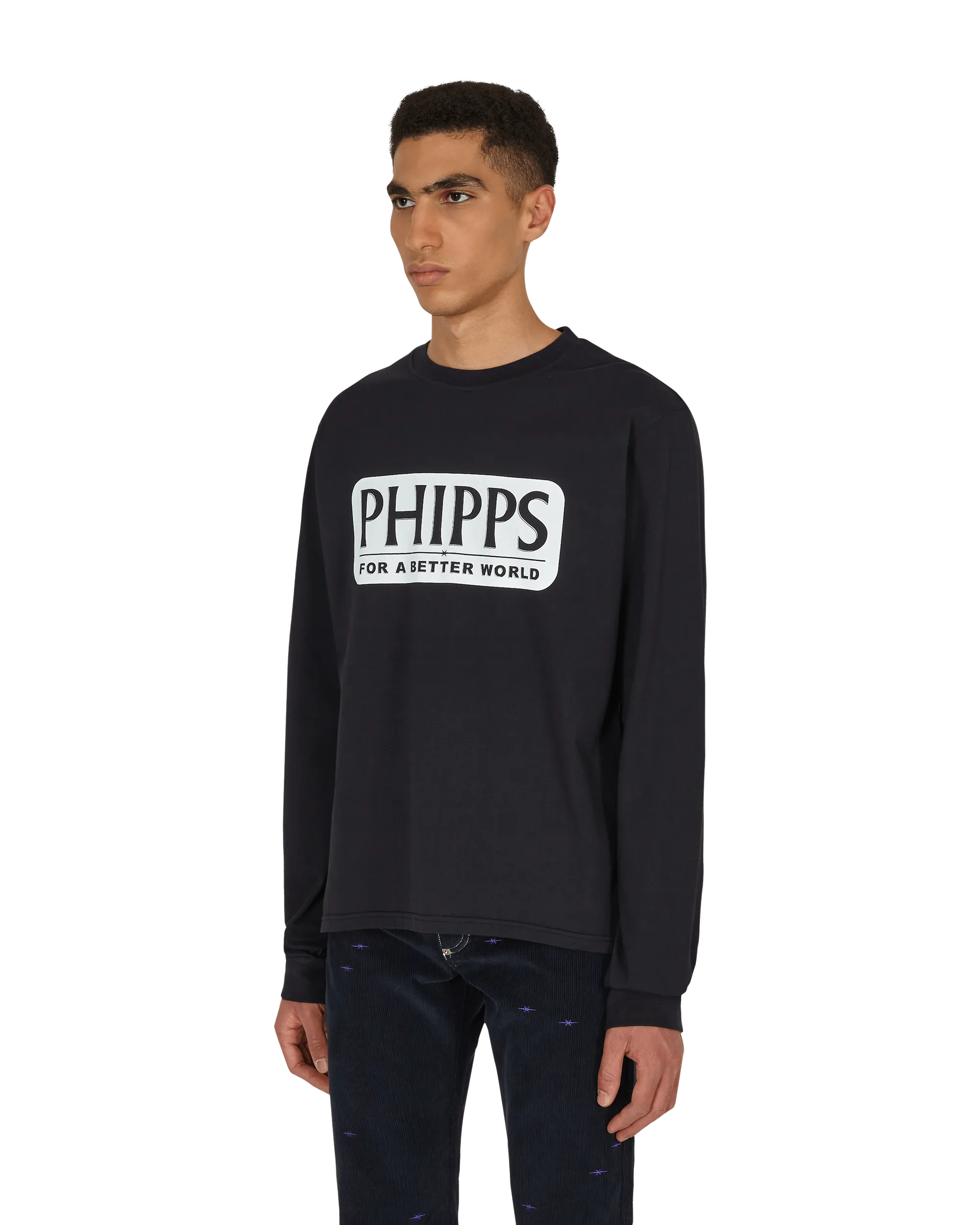 T-shirt manches longues graphique avec logo bleu