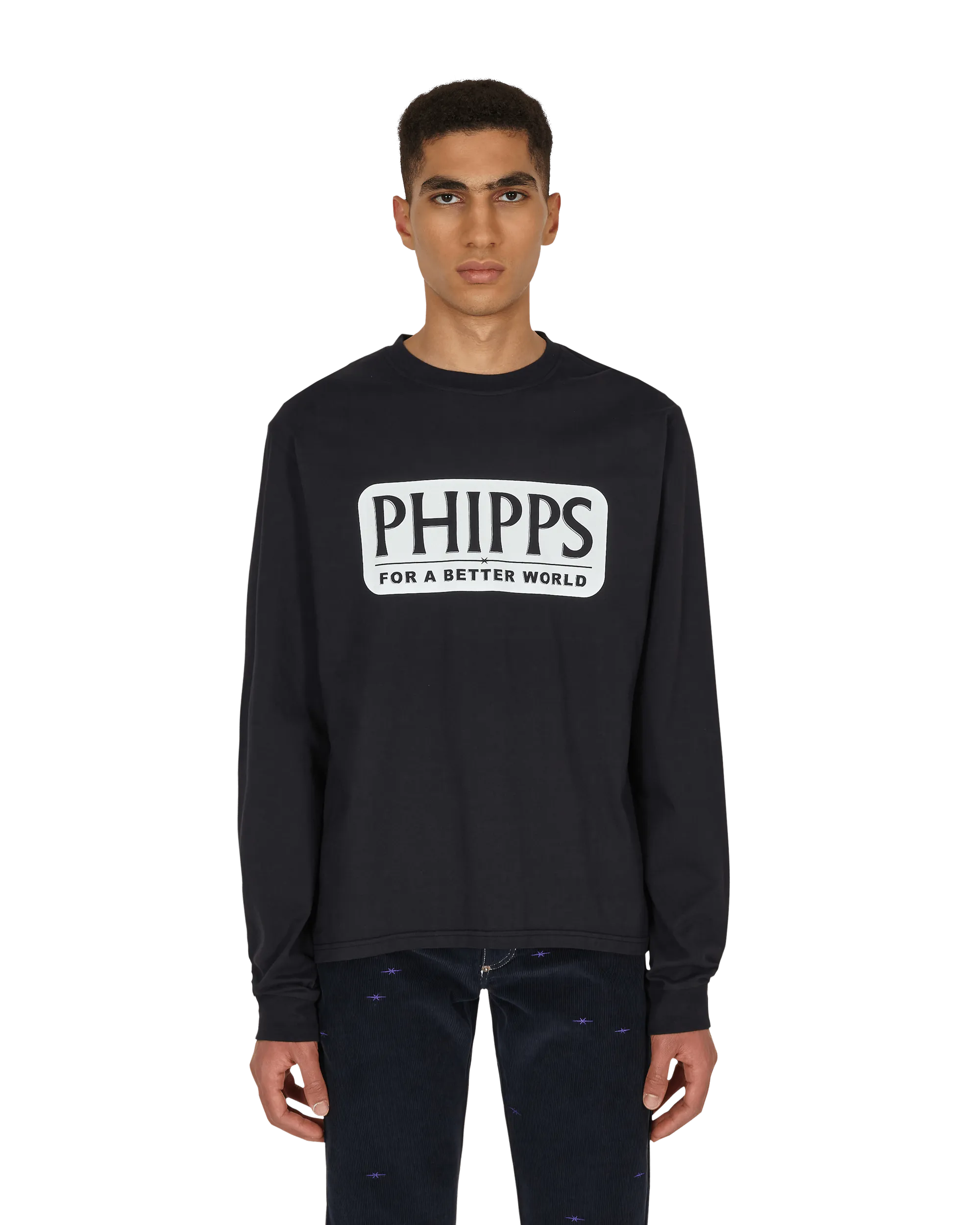 T-shirt manches longues graphique avec logo bleu
