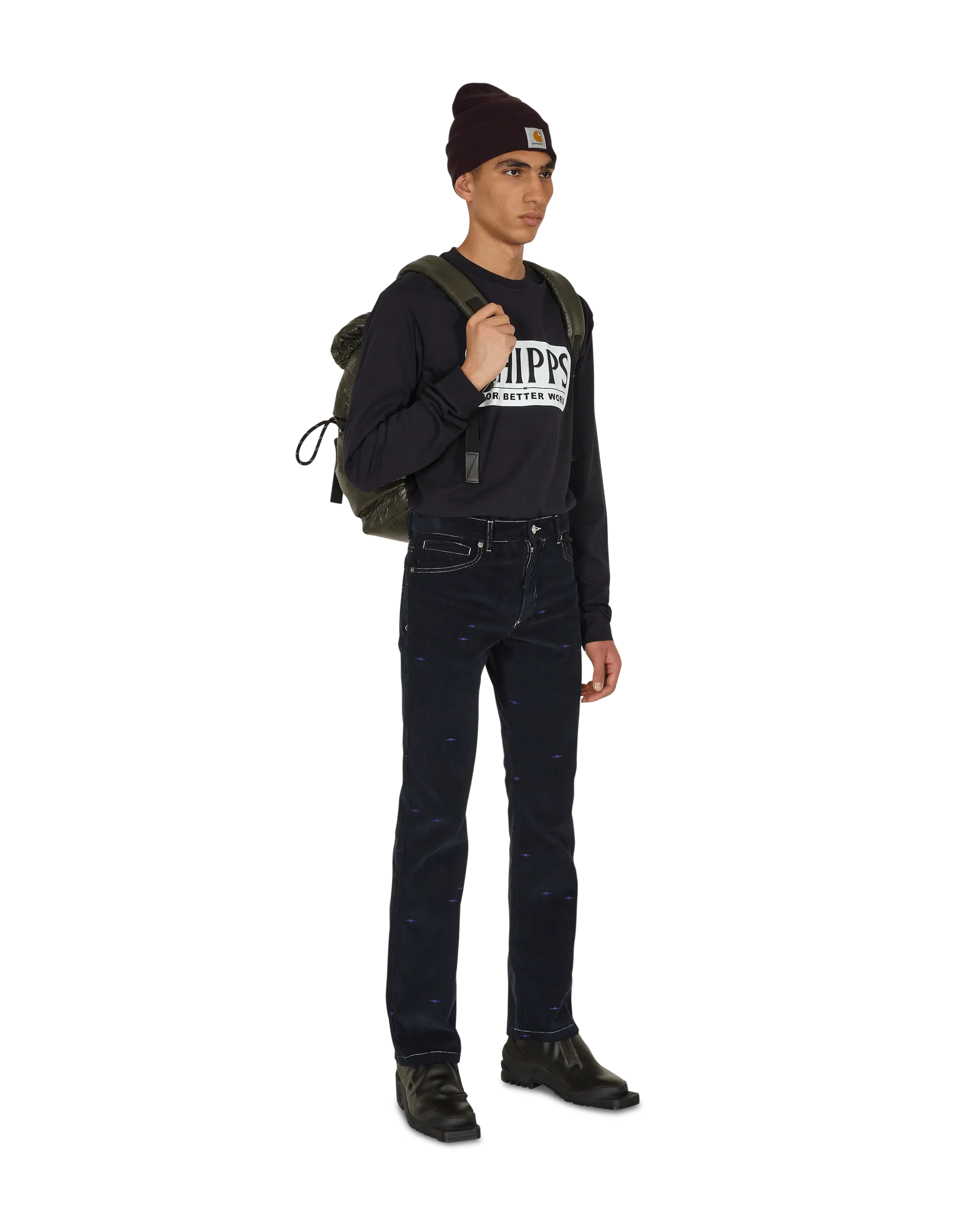 T-shirt manches longues graphique avec logo bleu