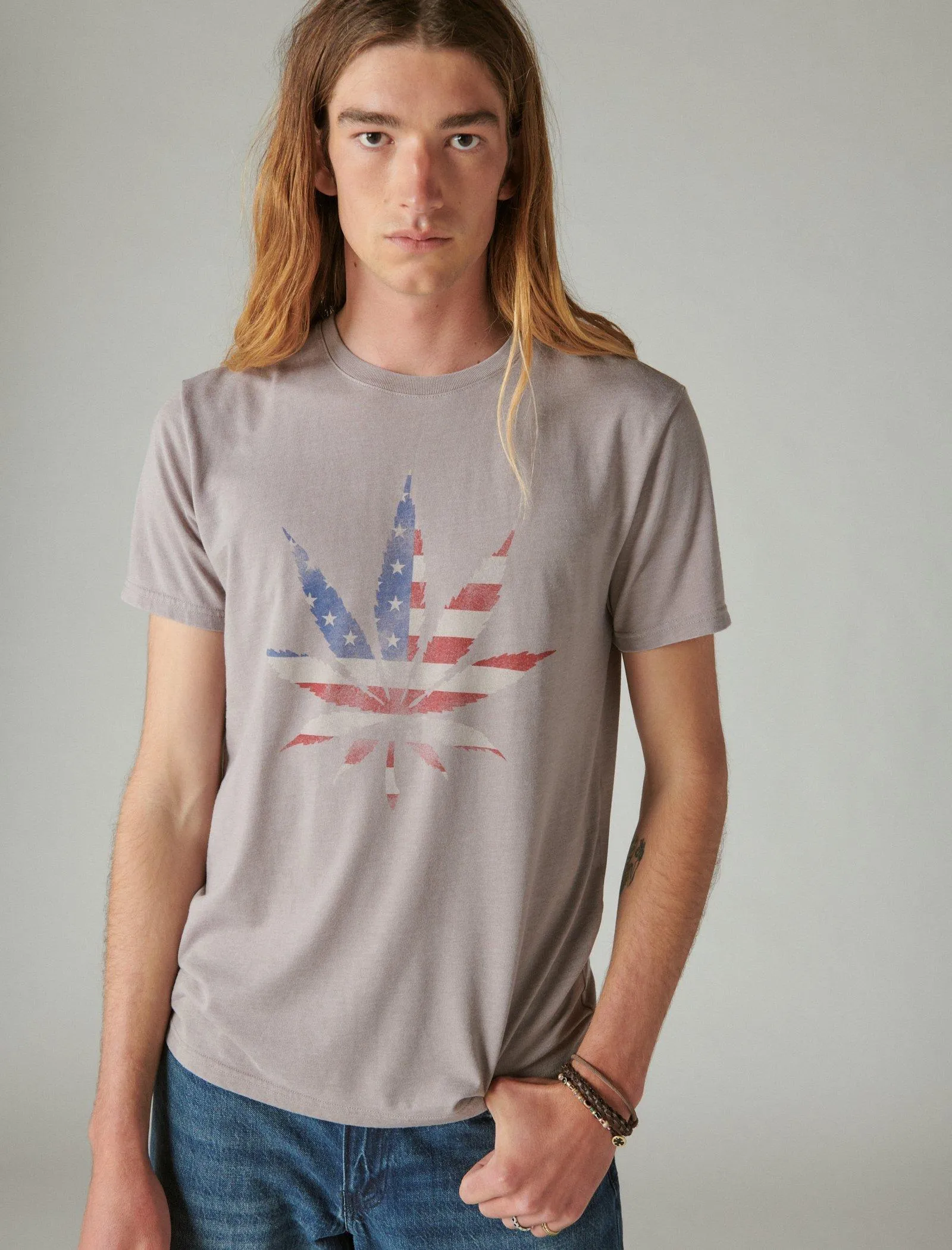 Lucky Brand T-shirt Américain avec Feuille de Cannabis Rock Ridge Lucky Brand