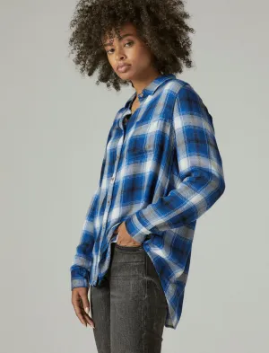 Lucky Brand Chemise boyfriend à carreaux nuageux bleu cobalt Lucky Brand