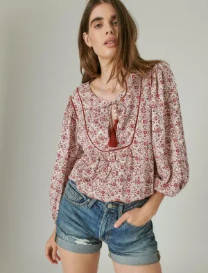 Lucky Brand Blouse Paysanne Florale Bordeaux Multi Lucky Brand